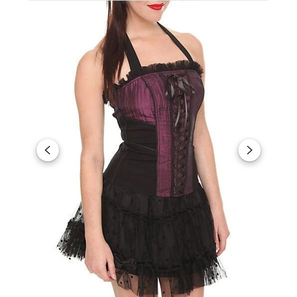 TRIPP Royal Bones Corset Women's Medium Purple Black Lace Y2K Goth Punk Rock